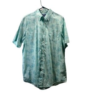 Chaps Ralph Lauren Hawaiian Print Button Down Shirt Sleeve Shirt Sz L Palm Trees